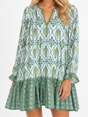 NEW Tuckernuck Ash & Eden Long Sleeve Swing Dress with Belt NWT Vacation. 23
